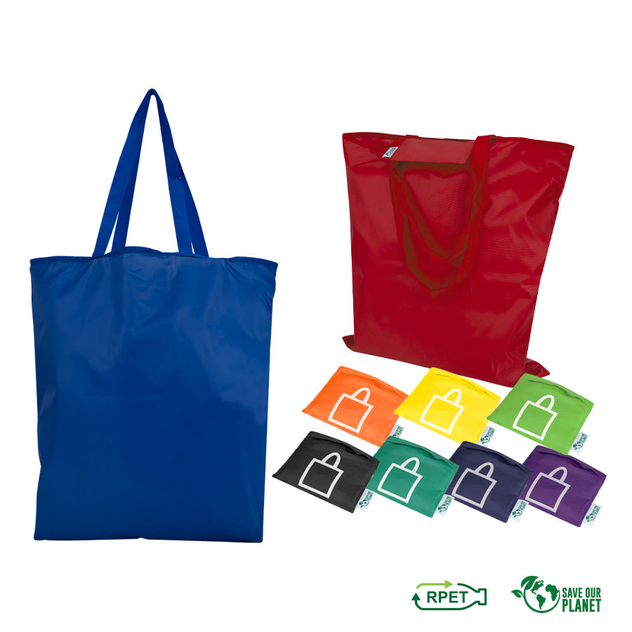 Bolsa plegable de tela reciclada morada para el Día de la Mujer. Diseño alusivo impreso a un color. Un accesorio práctico, sostenible y con propósito. ¡El regalo eco-friendly perfecto para el 8M!