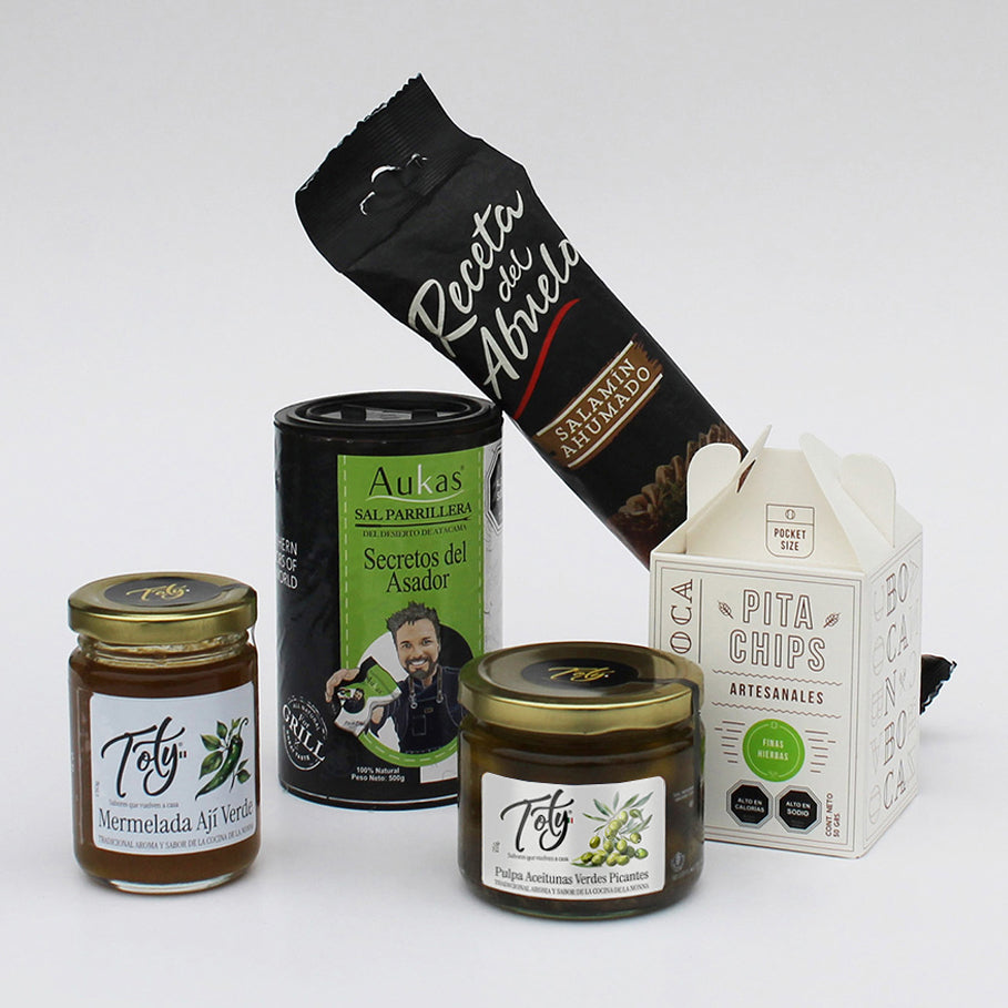 Sal del Desierto Aukas, Salamín RDA, Dúo Gourmet Toty y Pita Chips. El regalo corporativo ideal para celebrar el Día del Trabajador. ¡Personaliza con tu logo!