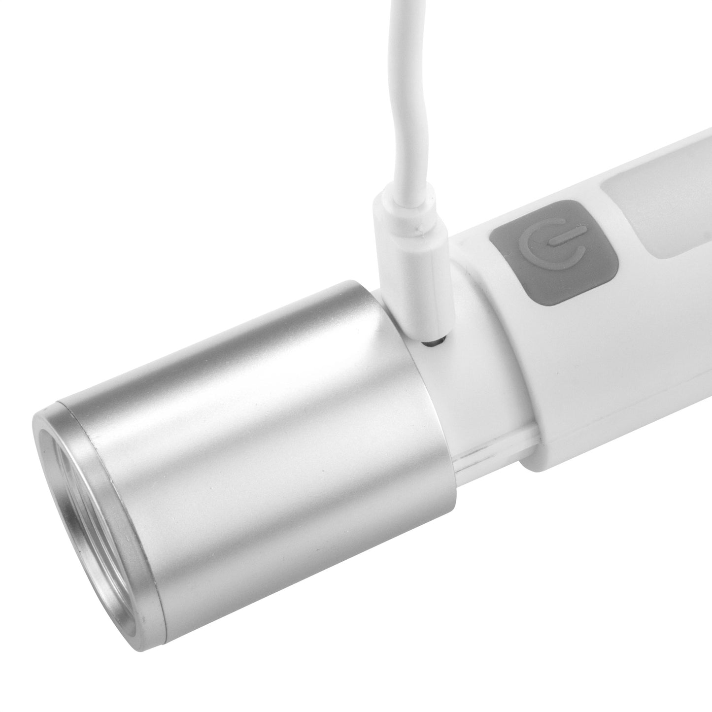 Potente linterna portátil recargable con luz de emergencia. Incluye mosquetón y cable USB. Diseño compacto. El regalo corporativo ideal para outdoor y seguridad. Personalizable. Cotiza aquí.