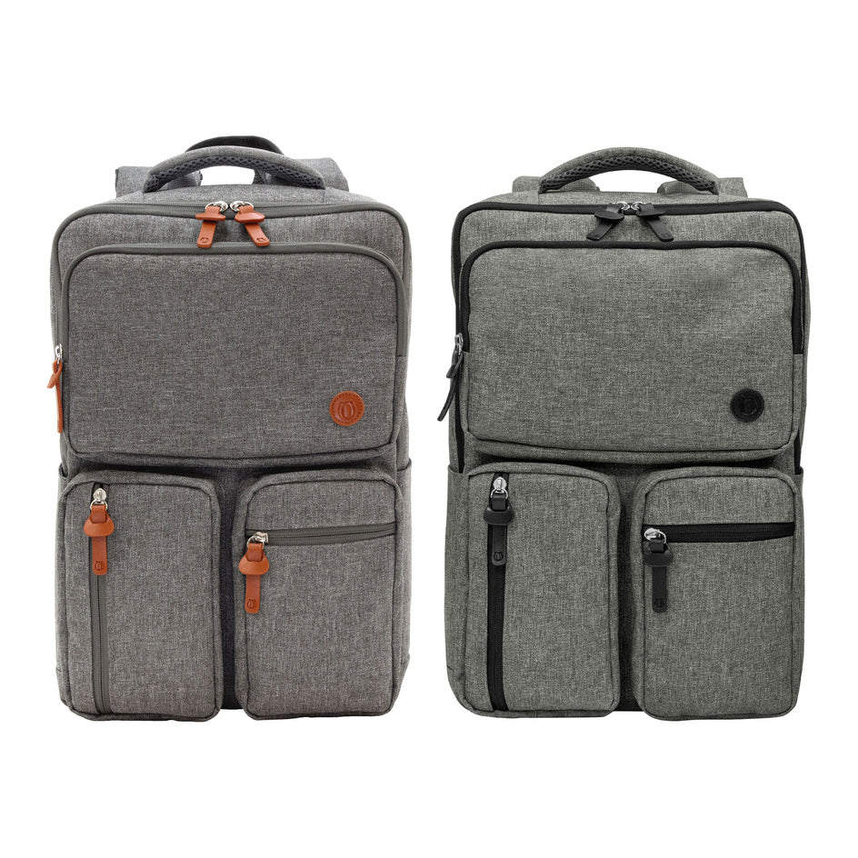 Mochila portanotebook con compartimentos acolchados para laptop y tablet, bolsillos organizadores y sistema para equipaje. Personalizable con logo corporativo.
