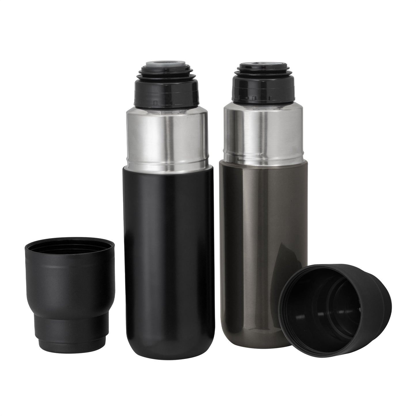 Termo de 500 ml con doble pared sellada al vacío: acero interior y exterior. Mantiene calor por 12 hrs y frío por 24 hrs. Incluye taza rosca y tapa a presión. Diseño compacto ideal para regalos corporativos con logo opcional. ¡Rendimiento prolongado garantizado!