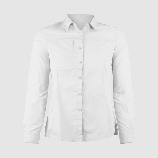 Camisa outdoor de mujer, protección UV, de secado rápido, con logo personalizado