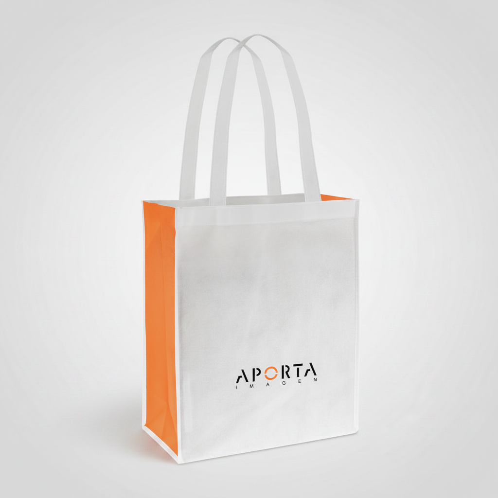 Bolsa reutilizable de TNT bicolor, resistente y liviana. Disponible en varios colores y personalizada con logo para regalos corporativos y promociones.