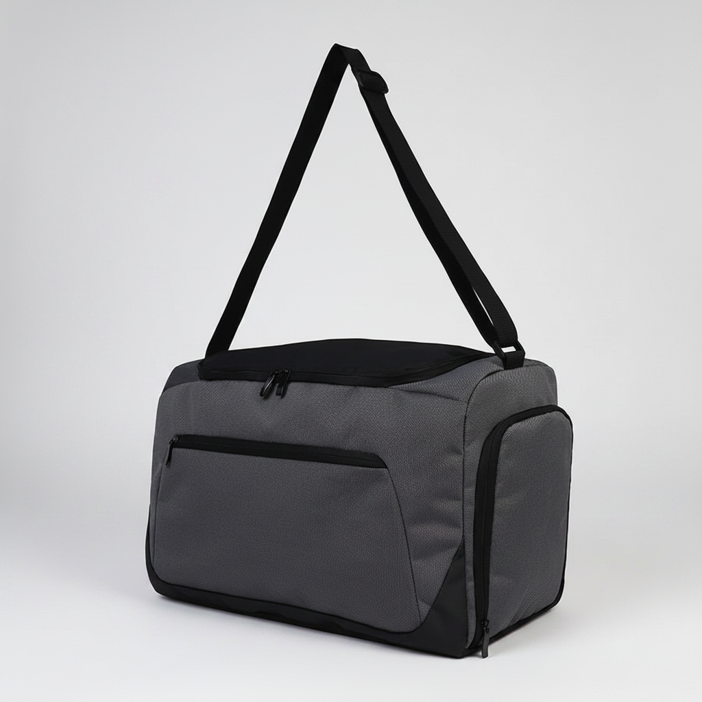 Bolso deportivo y de viaje fabricado en poliéster 300D/PVC con capacidad de 30 litros. Personalizable con logo corporativo bordado o impreso. Ideal para empresas, promociones, eventos deportivos y regalos corporativos.
