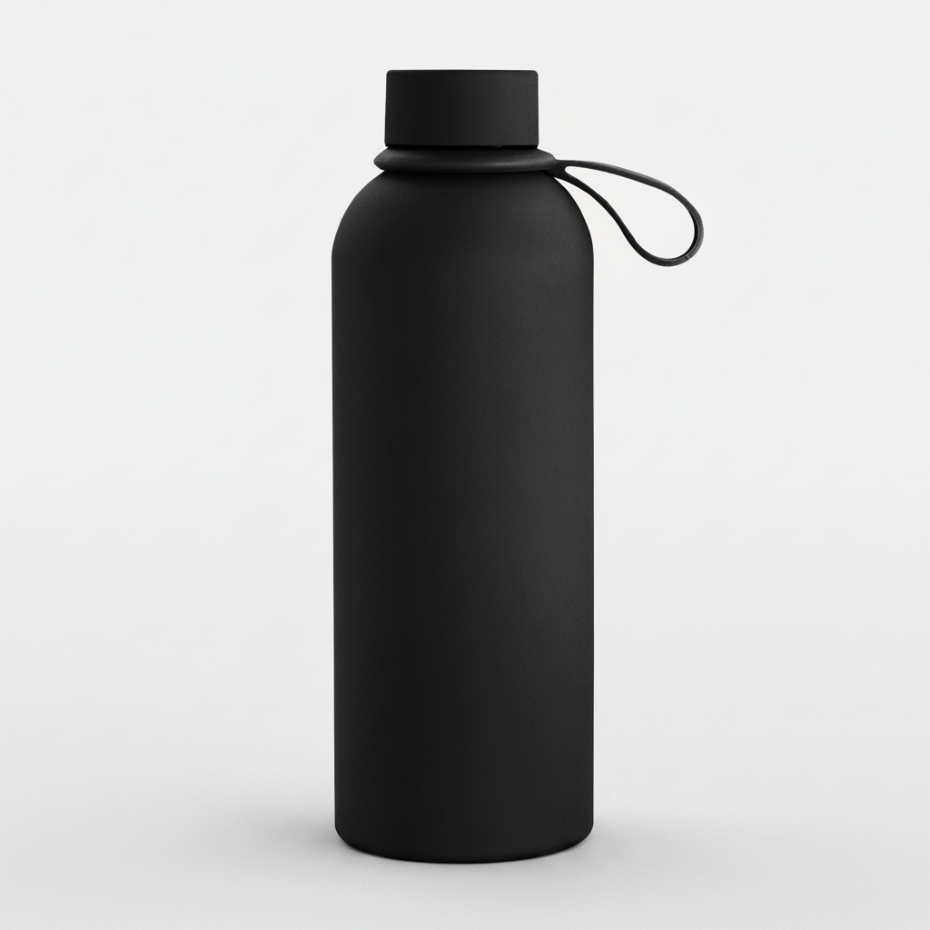 Botella de acero 480ml doble pared con tapa de acero a rosca y asa de silicona. Acabado suave al tacto (soft touch). Mantiene 12h frío y 6h calor. ¡Personaliza la tuya!