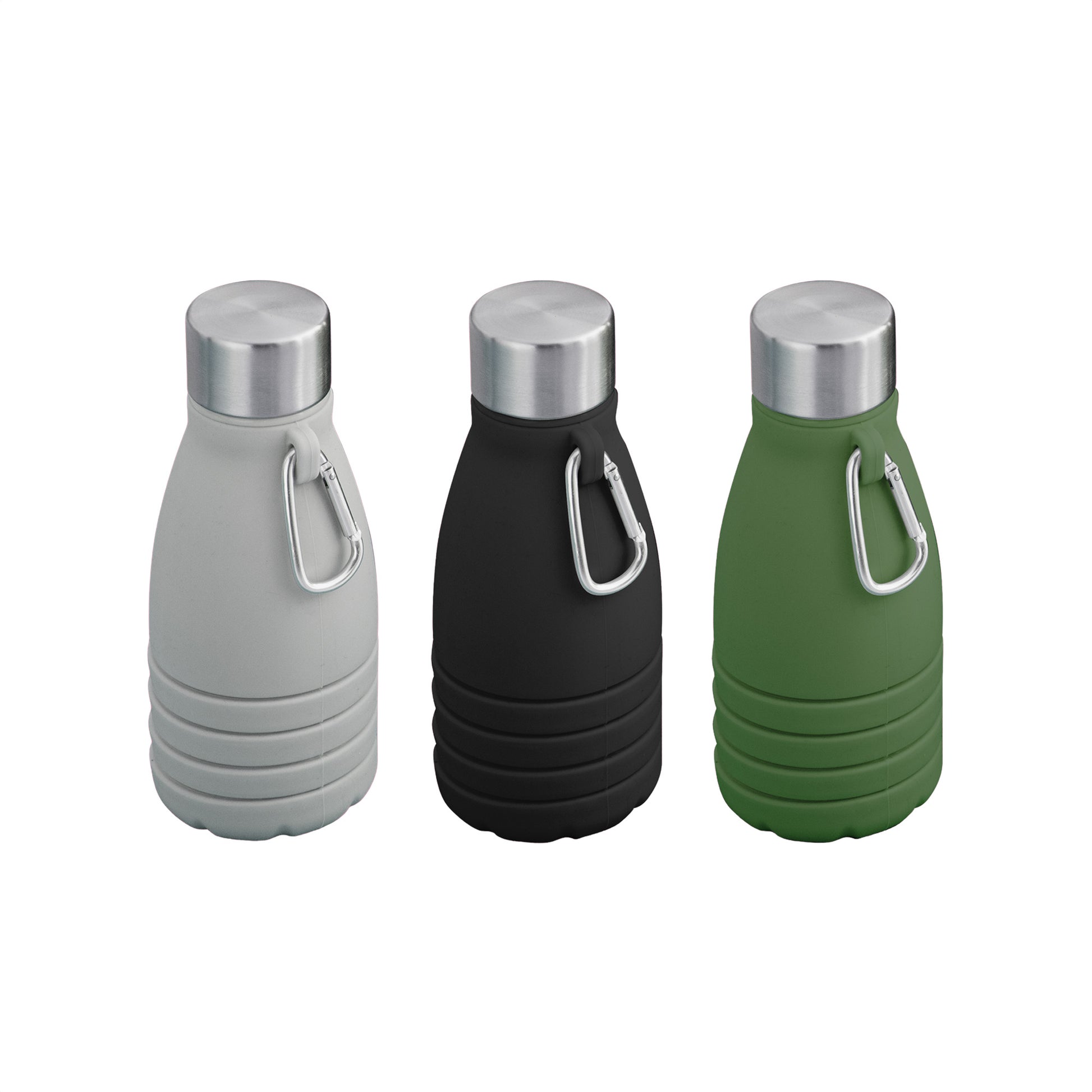 Ahorra espacio con esta botella plegable de 500ml. Se reduce a solo 17 cm al vaciarse. Con tapa de acero y mosquetón, es perfecta para el gym o viajes. Ajusta su altura según tu necesidad. La solución ligera para hidratarte donde sea! ¡Cotiza hoy!