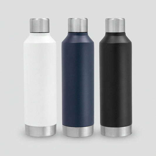 Botella térmica 550ml de acero inoxidable. Mantiene 12hrs caliente y 24hrs frío. Ideal para merchandising con logo impreso o grabado. Mínimo 100 unidades.