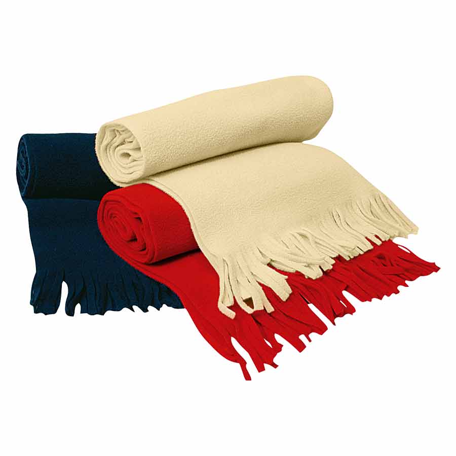 Abriga a tu equipo con nuestras bufandas de polar corporativas personalizadas. Material suave y cálido, ideal para bordar el logo de tu empresa. ¡Explora opciones de ropa corporativa de invierno!