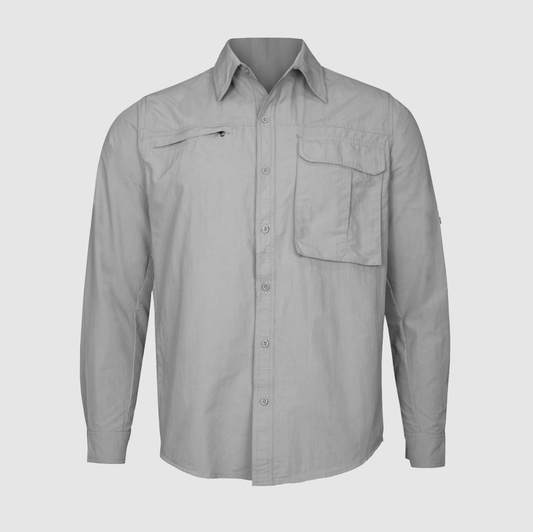 Camisa de trekking manga larga, con respiraderos axilares y logo corporativo bordado