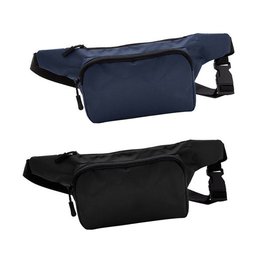 Cangurera personalizada con logo impreso, con 2 compartimentos con cierre, bolsillo frontal y correa ajustable. Ideal para promociones y regalos corporativos.