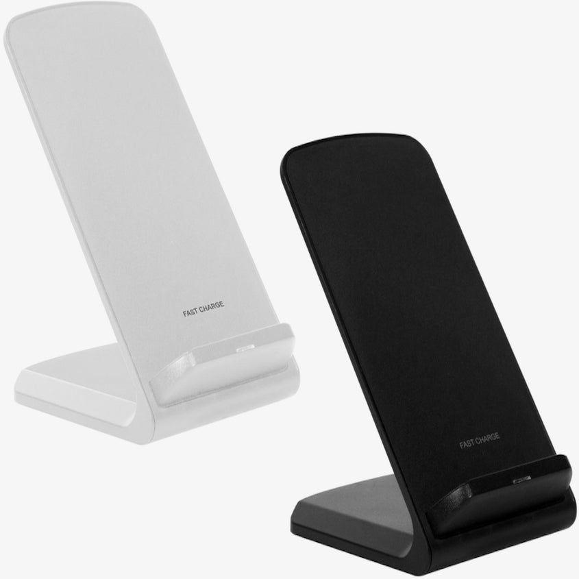 Cargador inalámbrico Qi 10W compatible con carga horizontal y vertical. Cable USB 60cm incluido. Personalizable. Regalo corporativo. Pedido mínimo 50 unidades.