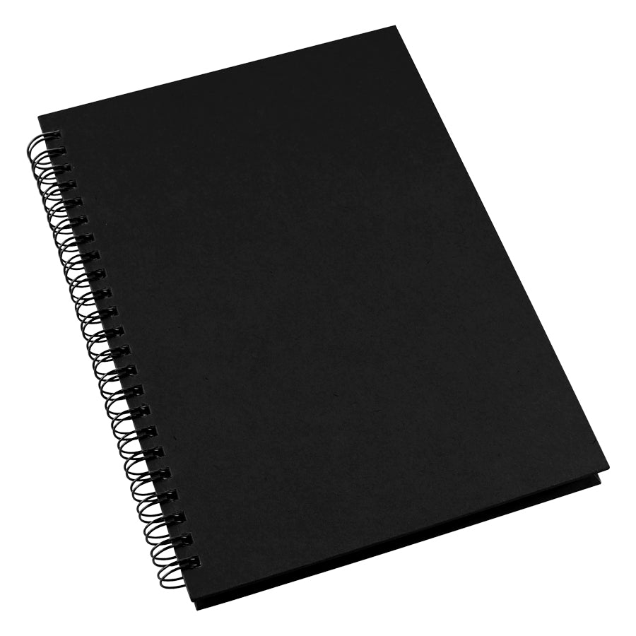 Cuaderno ecológico 70 hojas cuadriculadas de papel reciclado con tapa de cartón reciclado y anillado metálico. Ideal para merchandising sustentable.