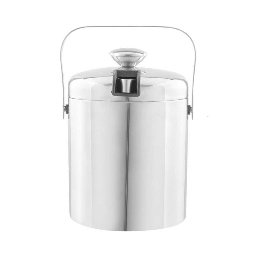 Hielera de acero inoxidable 1100 ml con pinza para hielo. Presentada en caja kraft y bolsa de papel con tarjeta personalizada con logo corporativo. Mínimo 50 unidades.