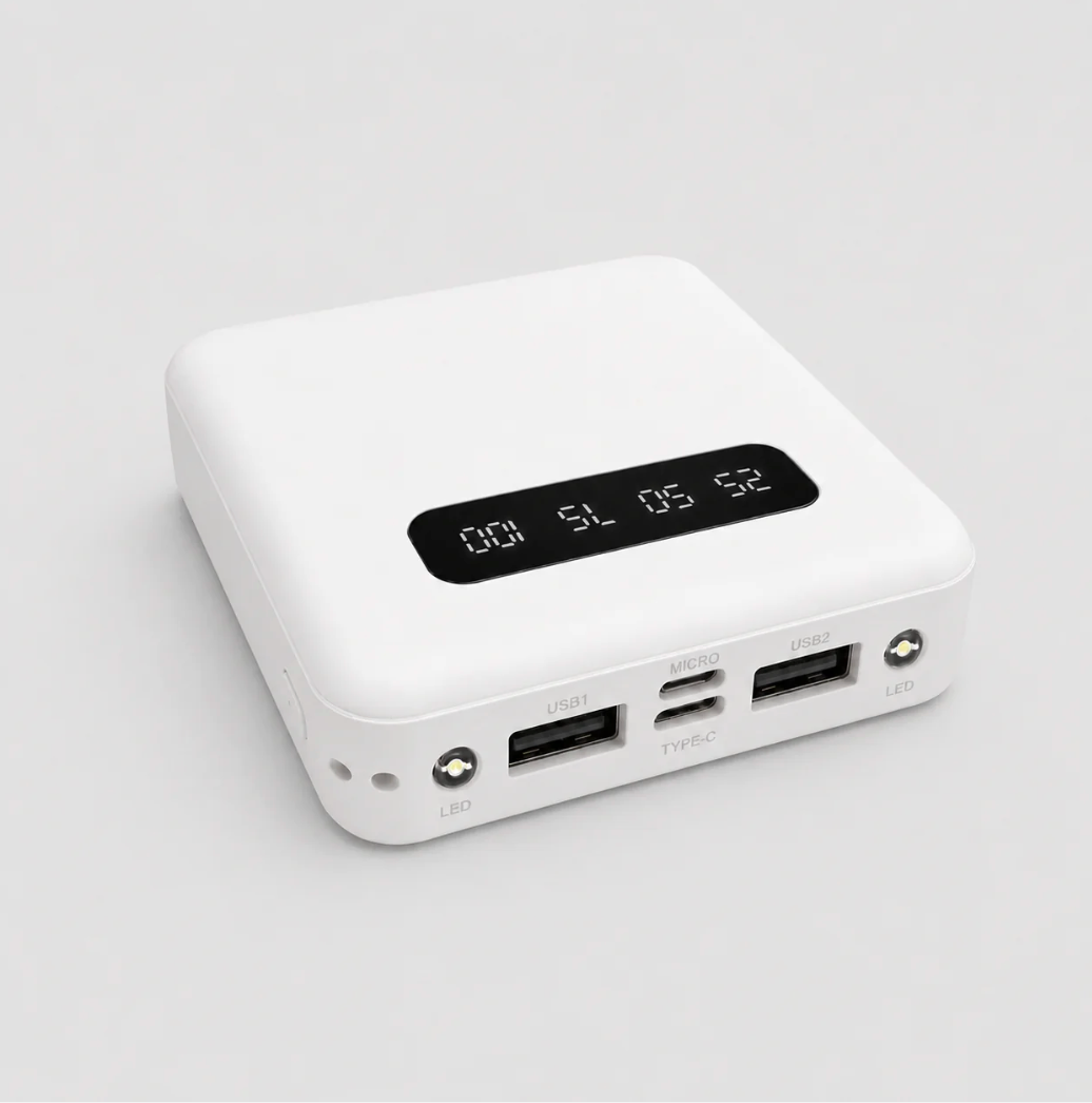 Kit Hogar Preparado con powerbank de 5.000 mAh, termo de acero inoxidable, lámpara LED de emergencia, botiquín de primeros auxilios y mochila personalizada con mensaje o logo corporativo. Un regalo corporativo ideal para promover la seguridad y el bienestar de tus colaboradores.