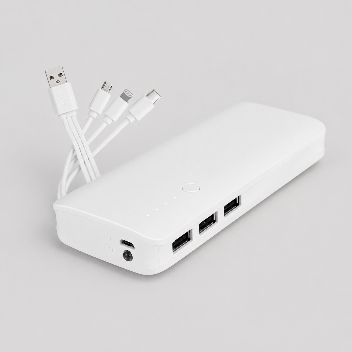 Kit Oficina Preparada con powerbank de 13.000 mAh, organizador de cables y cable multipuerto. Un regalo corporativo ideal para mantener la conectividad y la productividad ante cortes de energía e imprevistos. Cotiza con nosotros!