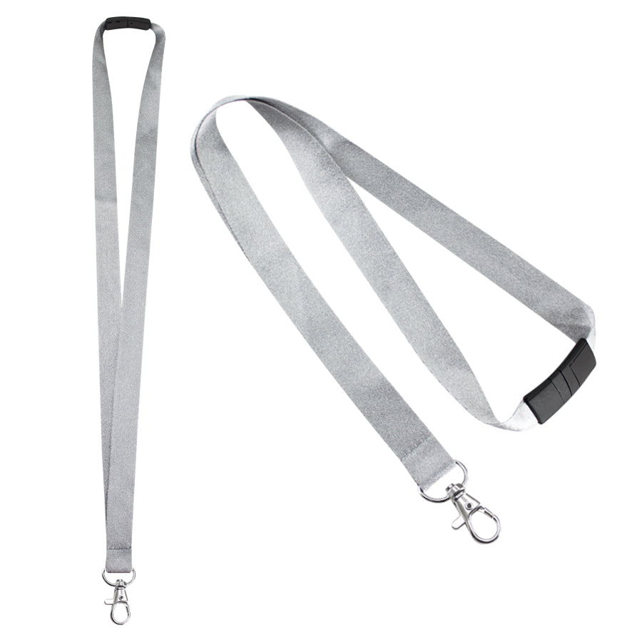 Lanyard porta credencial de 2 cm de ancho con mosquetón metálico y cierre de seguridad desmontable. Disponible en varios colores y personalizable con logo corporativo.