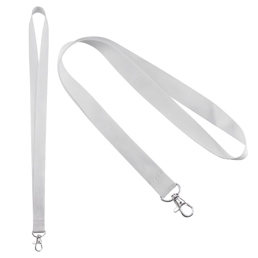 Lanyard porta credencial de poliéster texturado de 2 cm de ancho con mosquetón metálico. Disponible en varios colores y personalizable con logo corporativo.