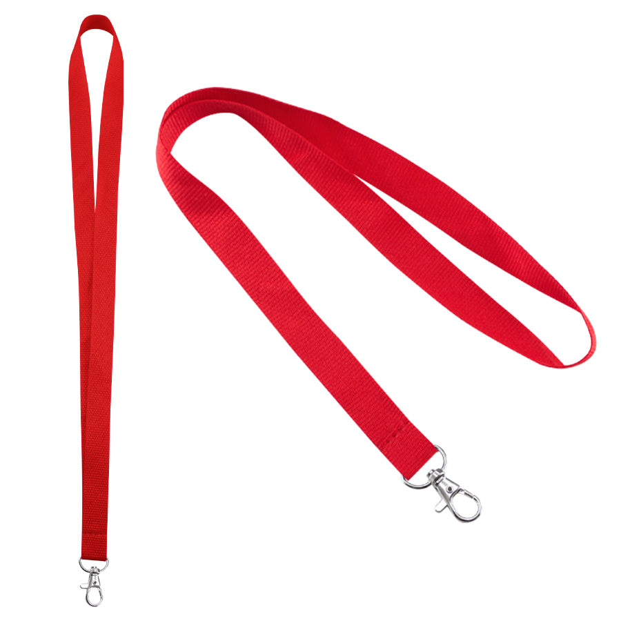 Lanyard porta credencial de poliéster texturado de 2 cm de ancho con mosquetón metálico. Disponible en varios colores y personalizable con logo corporativo.