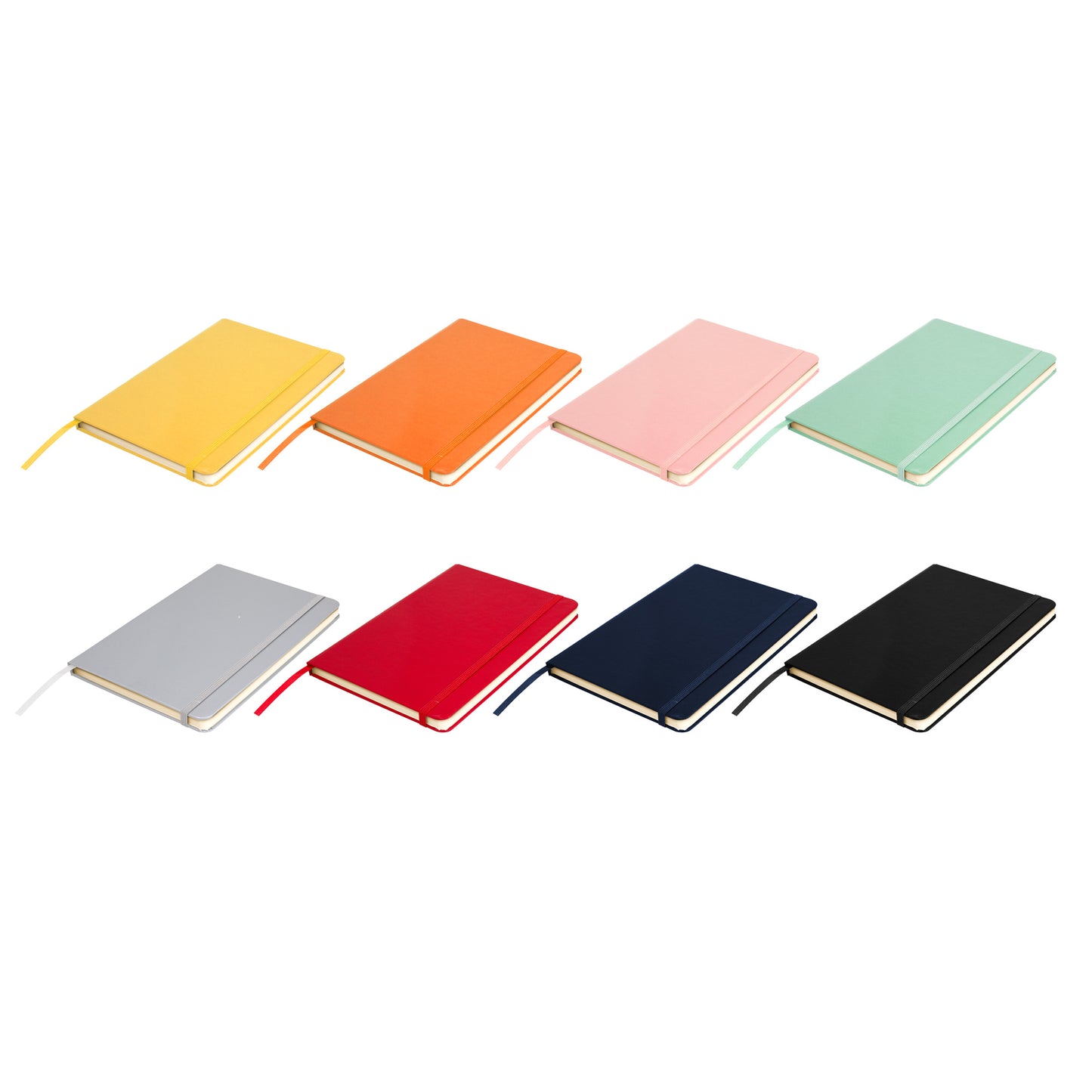 Potencia tu merchandising con libretas de colores vibrantes y acabado soft-touch. El regalo B2B que combina utilidad y elegancia. Cinta señaladora y banda elástica a tono. Excelente calidad. Ideal para kits de bienvenida regalos corporativos y eventos.