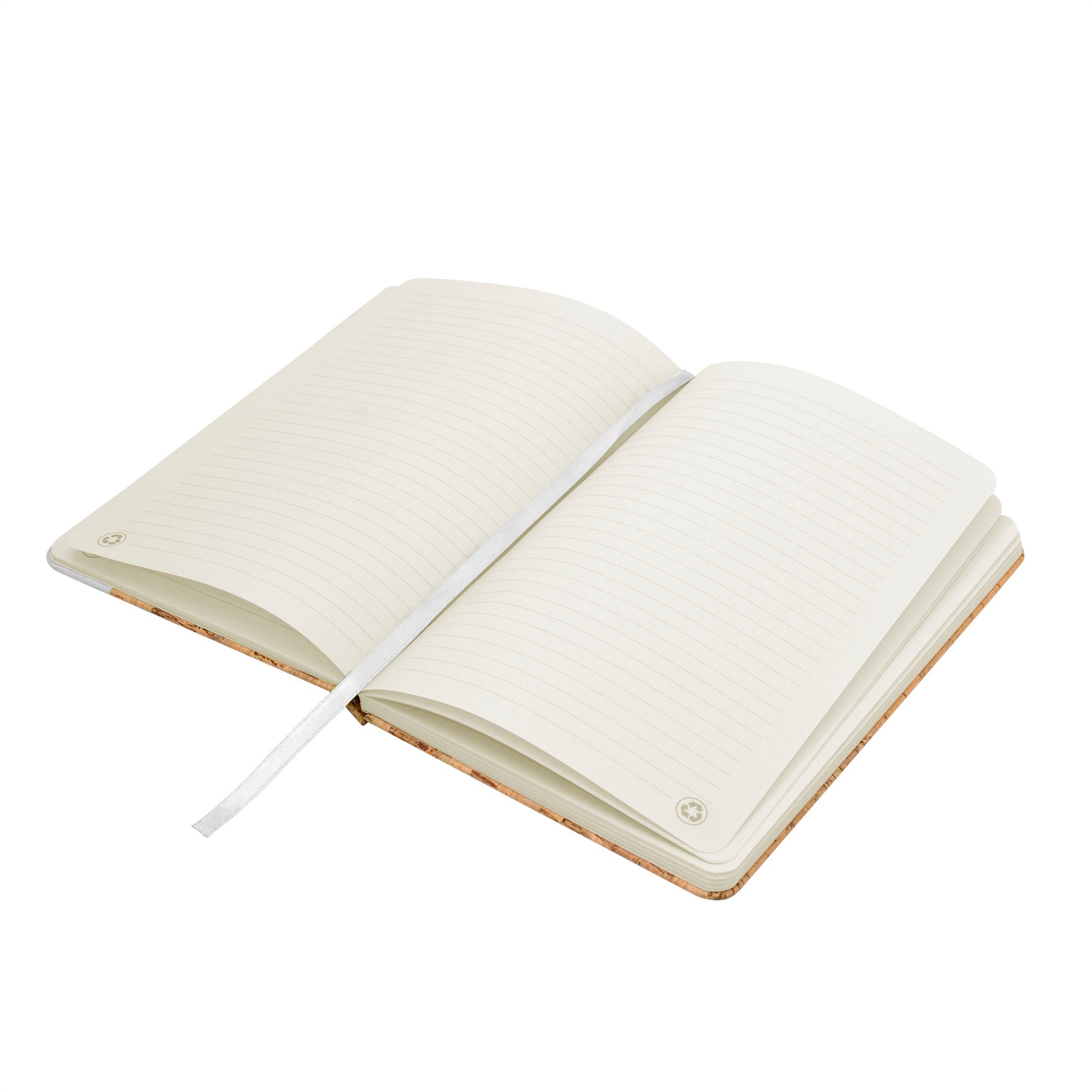 Libreta con tapa de corcho y poliuretano, 80 hojas rayadas y cinta señaladora. Disponible en 4 colores. Un regalo corporativo práctico, elegante y personalizable con el logo de tu empresa.