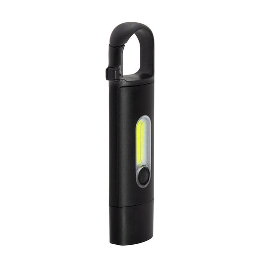 Linterna recargable con mosquetón, 3 intensidades y puerto USB-C. Logo corporativo opcional. El regalo práctico para el Día del Padre.