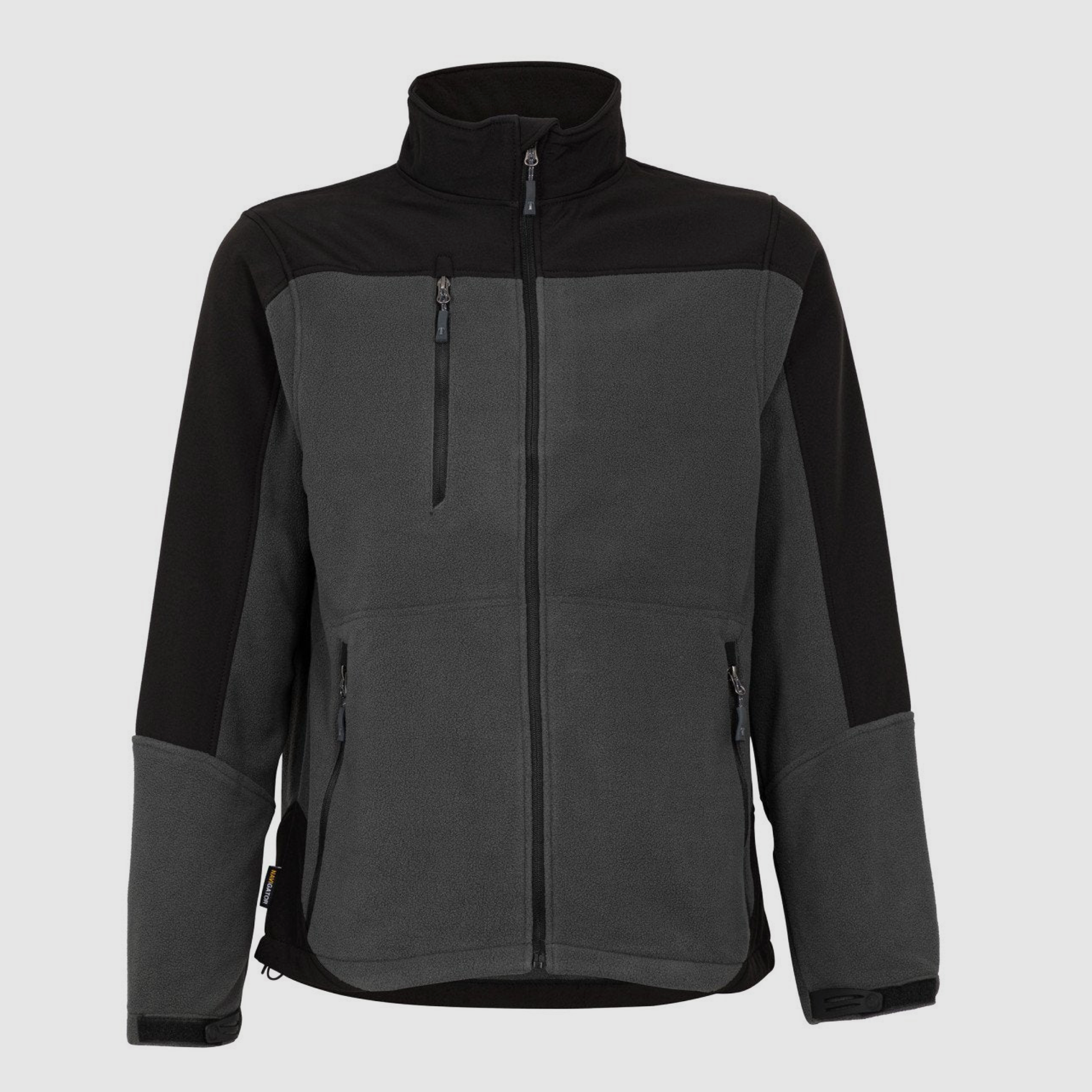 Micropolar con softshell cortaviento y forro polar interior. Protección total para el frío. Modelo para hombre y mujer. Colores: azul-gris. Bordado.