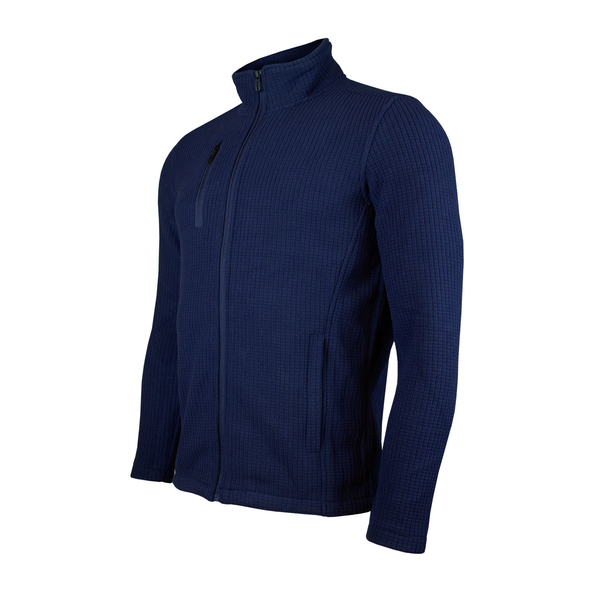 Micropolar panal con tejido alveolar transpirable y forro polar. Abrigo ligero para uniformes corporativos. Modelo para hombre y mujer. Colores: negro y azul. Bordado. 