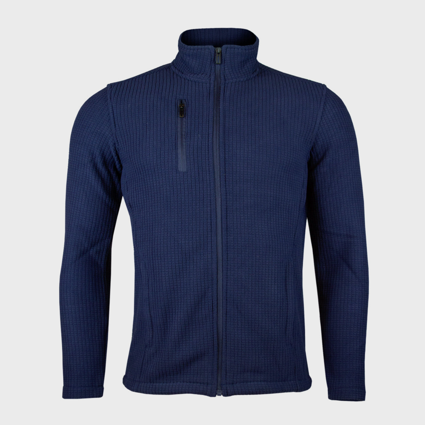 Micropolar panal con tejido alveolar transpirable y forro polar. Abrigo ligero para uniformes corporativos. Modelo para hombre y mujer. Colores: negro y azul. Bordado. 