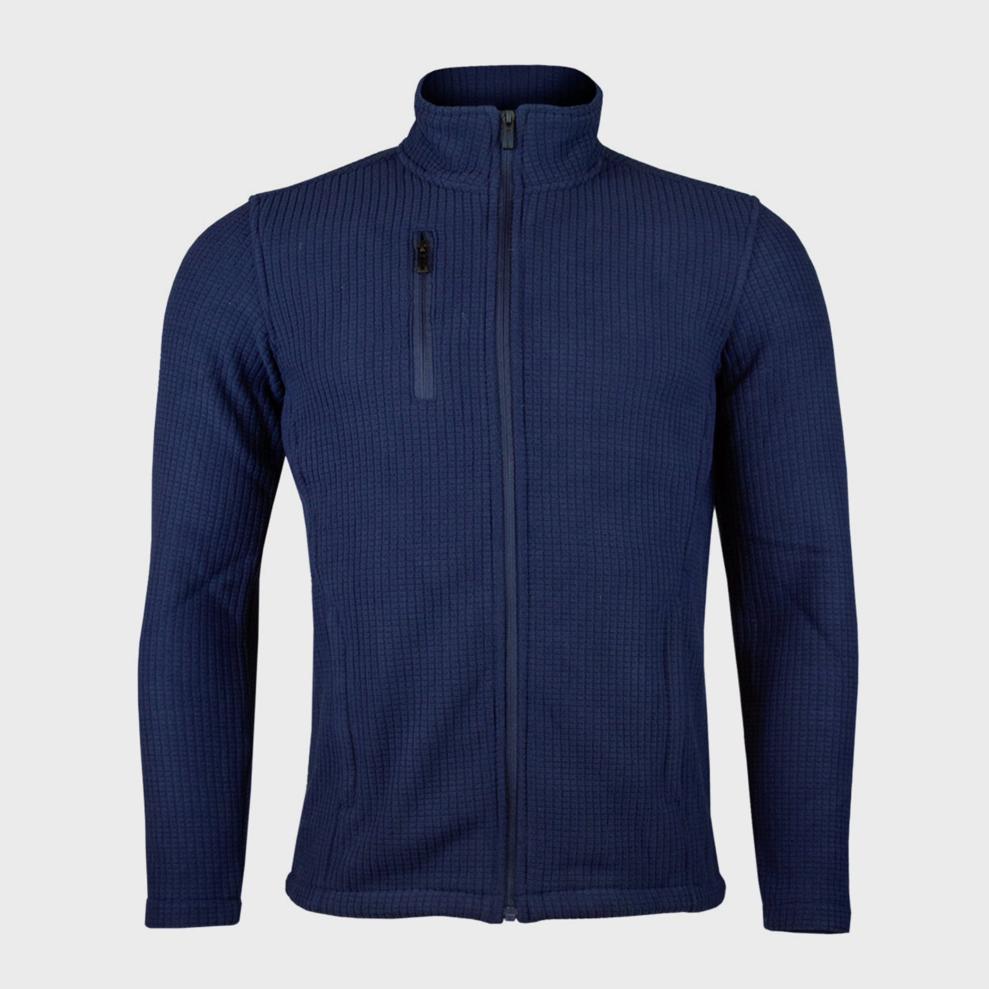 Micropolar panal con tejido alveolar transpirable y forro polar. Abrigo ligero para uniformes corporativos. Modelo para hombre y mujer. Colores: negro y azul. Bordado. 