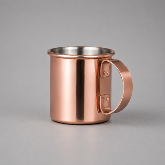 Mini tazón de acero inoxidable color cobre de 60 ml, ideal para shots, whisky o café espresso. Un regalo corporativo original, elegante y personalizable con logo corporativo. Cotiza con nosotros para celebrar el Día de la Minería.