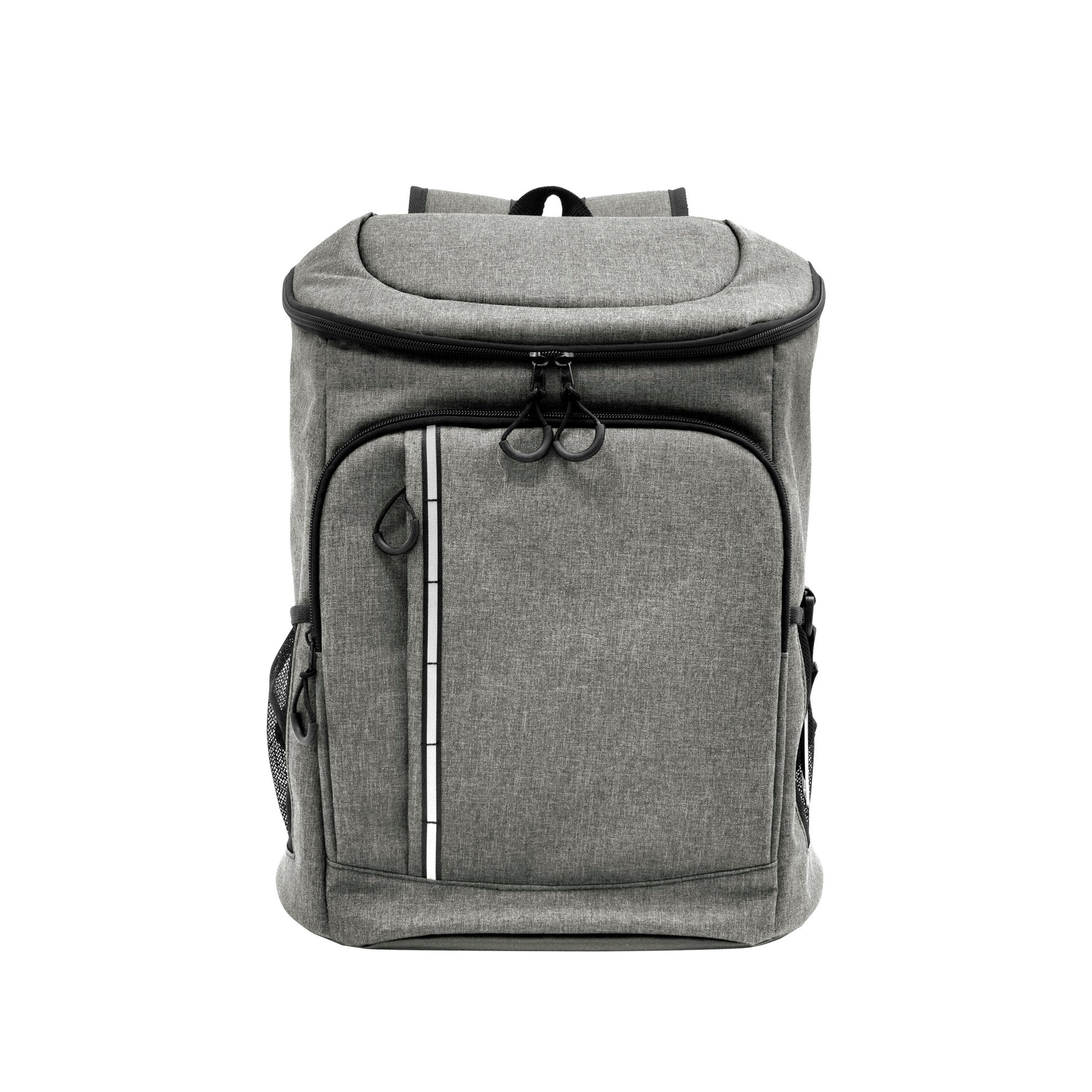 Mochila cooler térmica de 18 litros con interior aislante PEVA, múltiples bolsillos, destapador extraíble y correas acolchadas. Ideal como regalo corporativo para actividades al aire libre. Cotiza con nosotros el regalo de fiestas patrias para tu colaborador.