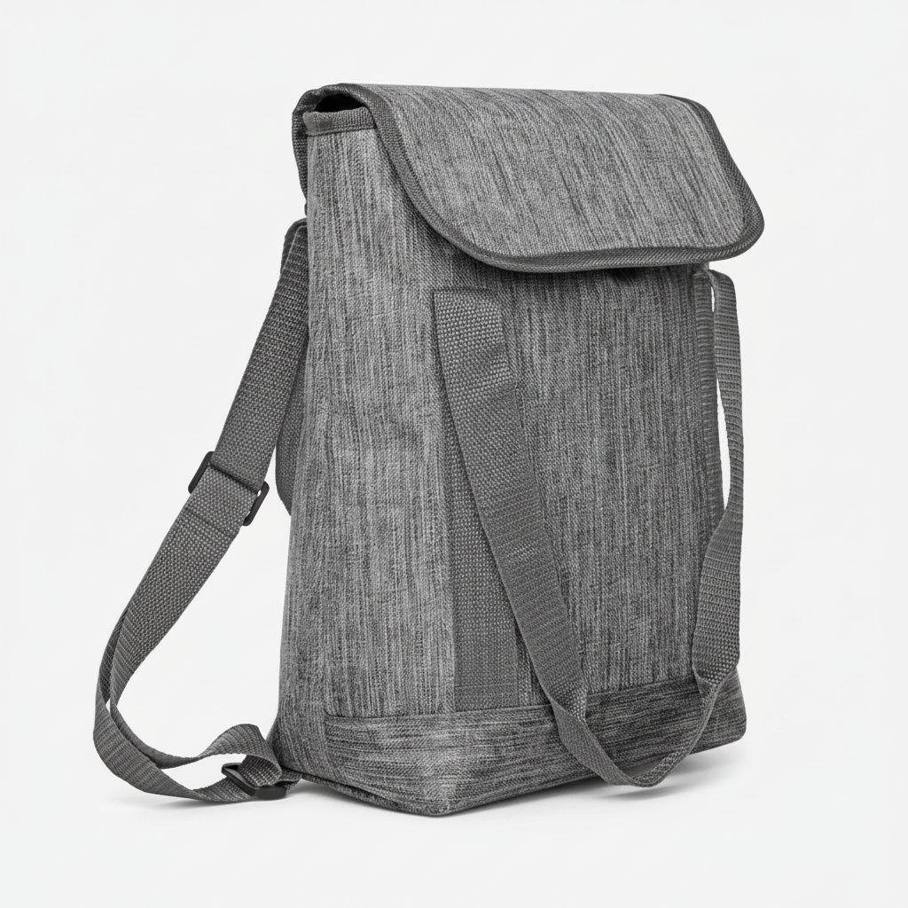 Mochila térmica corporativa de 12 litros con interior acolchado, división ajustable y espacio para botella térmica. Personalizable con logo bordado o impreso. Ideal para merchandising empresarial y regalos corporativos.