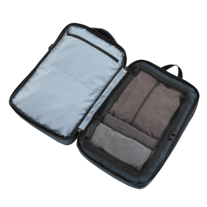 Optimiza tus viajes con nuestra Mochila Carry On de 30L. Expandible, apertura 360°, compartimento para notebook 16" y cierre impermeable. El regalo corporativo premium para ejecutivos. ¡Personalízala con tu logo en Aporta Imagen!
