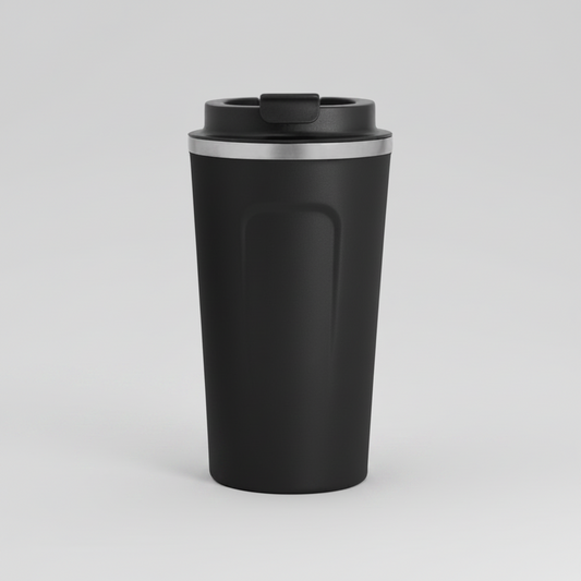 Mug térmico Astoria 500ml de acero inoxidable con tapa a rosca antiderrame. Mantiene 12hrs caliente, 24hrs frío. Logo grabado. Mínimo 100 unidades.