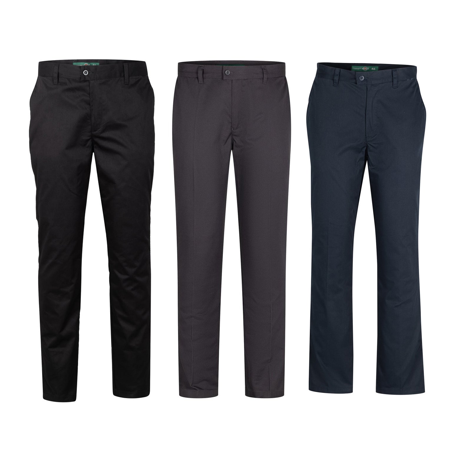 Pantalón classic hombre de corte recto y elegante, ideal para uniformes corporativos de oficina y terreno. Personalizable con logo.