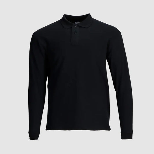 Polera corporativa piqué hombre manga larga transpirable y antipilling. Ideal para uniformes corporativos. Variedad de colores. Bordada o impresa.