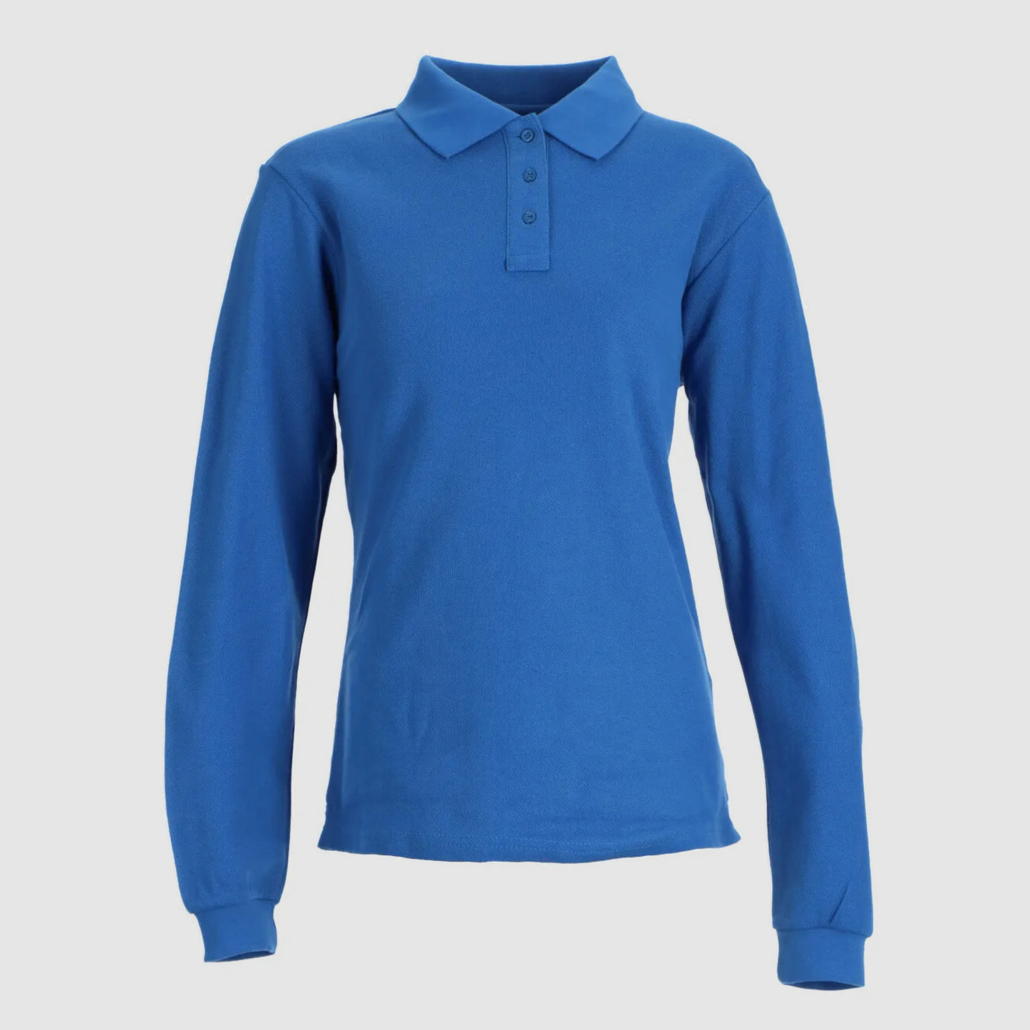 Polera corporativa piqué mujer manga larga transpirable y antipilling. Ideal para uniformes corporativos. Variedad de colores. Bordada o empresa.