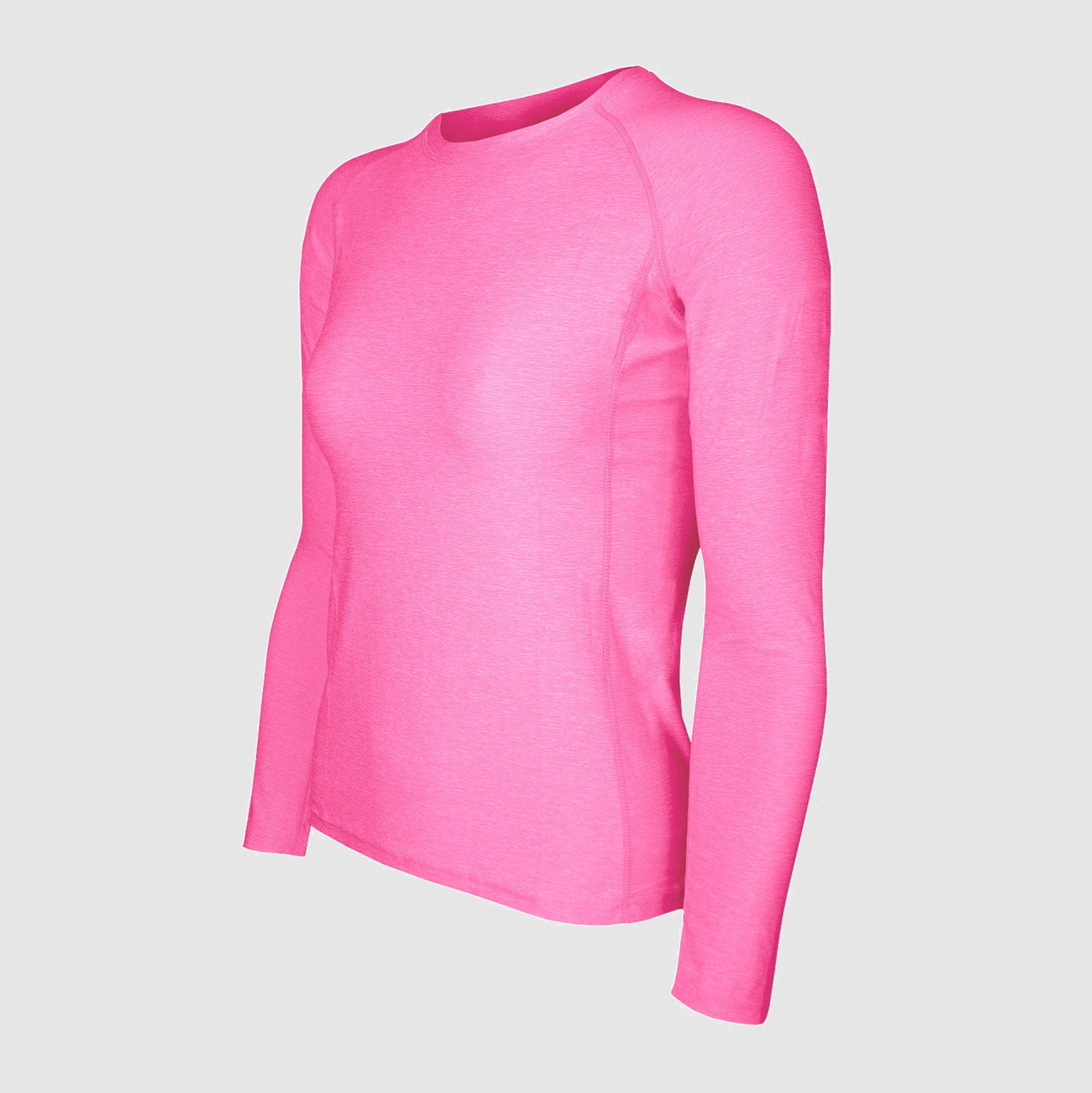 Polera Dry Fit manga larga para mujer, perfecta como capa base o prenda exterior, con logo corporativo.