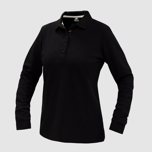 Polera corporativa piqué mujer con spandex, antipilling y protección UV. 59% algodón, 38% poliéster, 3% spandex. Variedad de colores. Bordada o impresa. Pedido mínimo 50 unidades.
