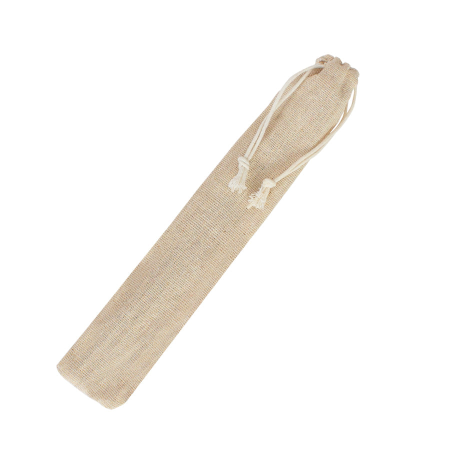 Set ecológico de 2 bombillas de acero inoxidable con cepillo limpiador en bolsa de lino. Ideal para merchandising sustentable.