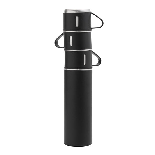 Lleva tus bebidas favoritas con este set de termo 500 ml y 3 tazas. Doble pared al vacío de acero inoxidable. Mantiene 12h calor y 24h frío. Acabado mate elegante, ideal para compartir. ¡Cómpralo hoy!