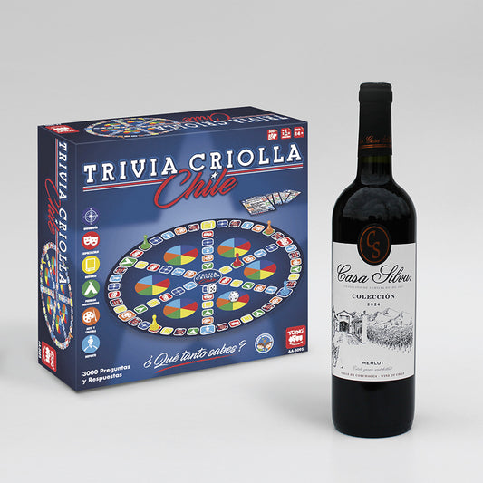 Regalo corporativo con vino Casa Silva y el entretenido juego Trivia Criolla Chilena. Una experiencia para compartir, aprender y disfrutar de nuestras tradiciones.
