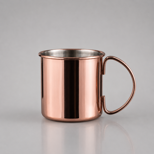 Tazón de acero inoxidable de 500 ml con elegante asa color cobre. Un regalo corporativo resistente, moderno y personalizable con logo corporativo para uso diario. Cotiza con nosotros este Día de la Minería.