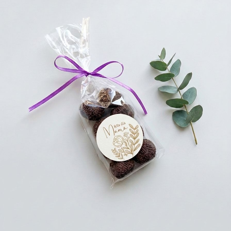 Bolsita de 8 trufas artesanales La Romería con tarjeta alusiva. El regalo perfecto para tus colaboradores. Cotiza con nosotros.